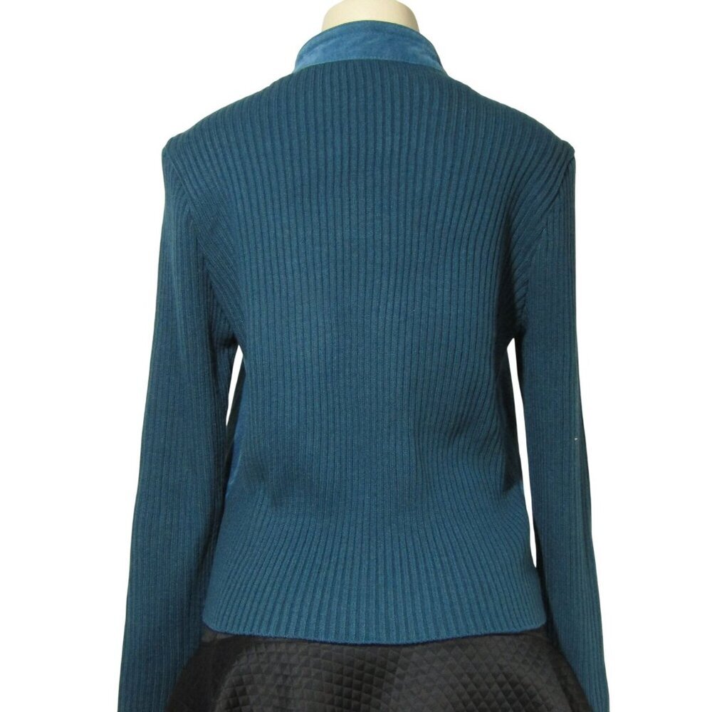 VTG Y2K SUEDE Leather Military Boho Grunge Retro Jacket Teal blue Jacket Large - Picture 5 of 11